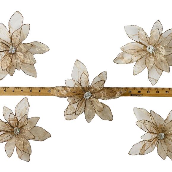 Vintage Christmas Poinsettia Clip Ornaments
Lace Wire with Glitter(5)Clipbacks - Picture 3 of 5